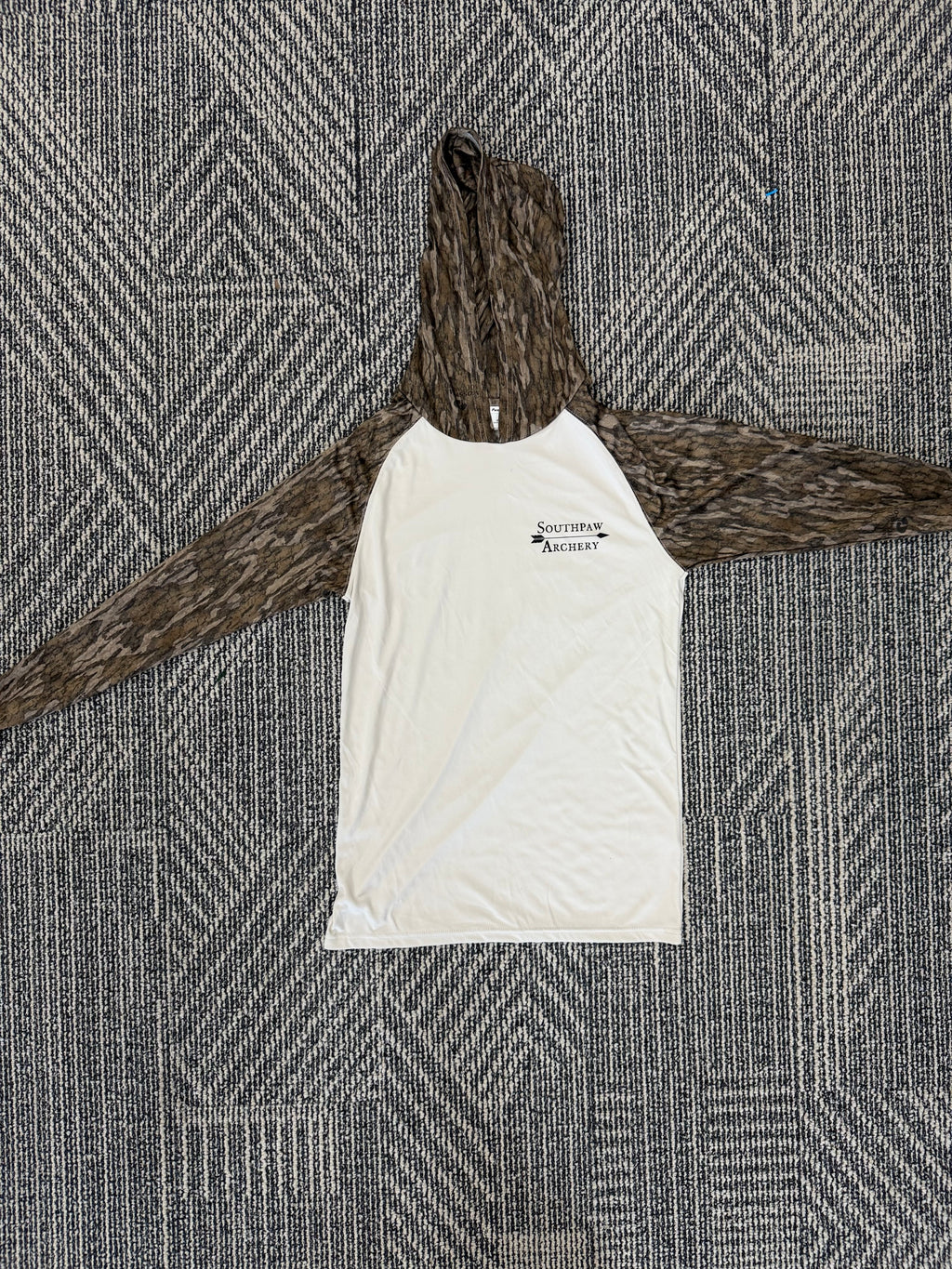 Performance Dry-Fit long sleeve shirt with Hood- light khaki core and camo arms and hood